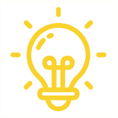 Yellow lightbulb graphic indicating bright and new ideas
