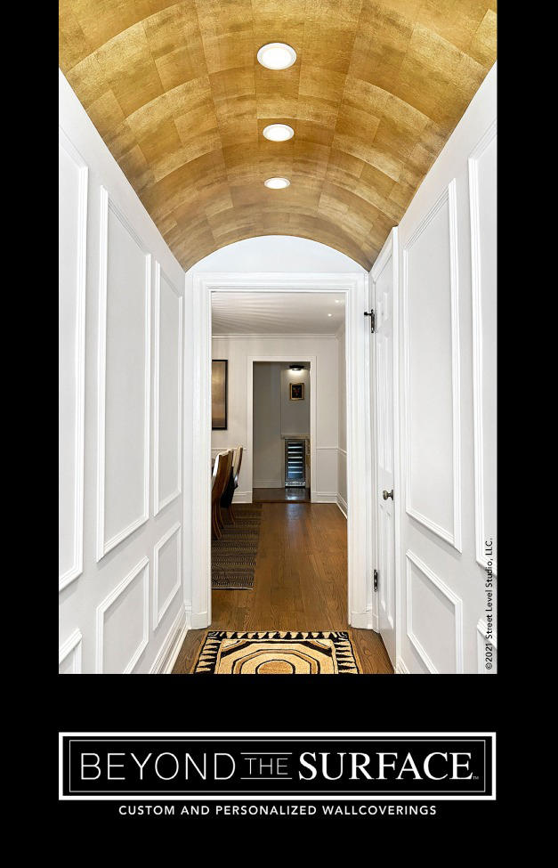 custom gold wallpaper in archway