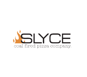 Simple yet effective Slyce coal fired pizza company logo that we created for the brand