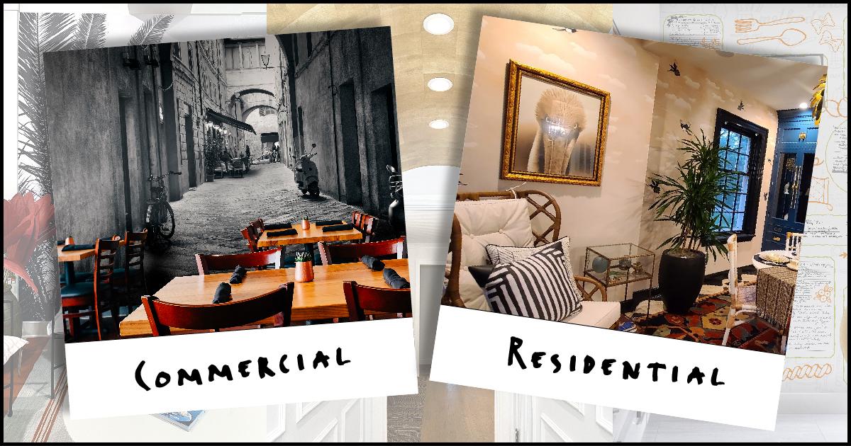 polaroid photos of commercial and residential settings