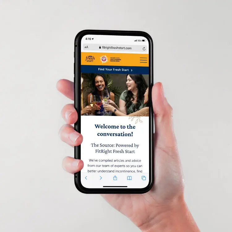 A phone showing the informative resource hub our content direct wrote for the FitRight Fresh Start website